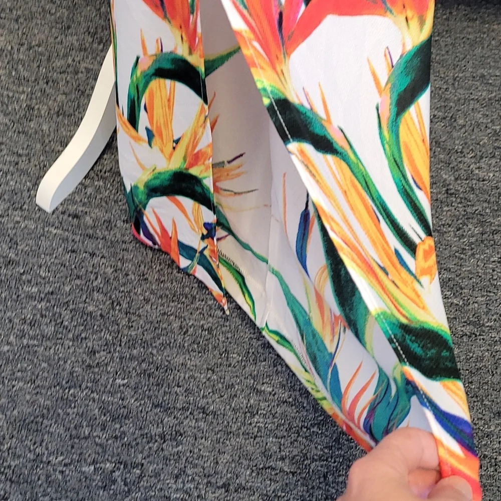 NWT Bisou Bisou Tropical White Paradise Print Palazzo Pant sz Medium - Picture 3 of 8